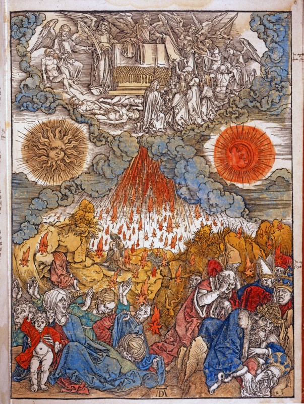 Albrecht Durer. The sixth seal. The earthquake. The occultation of the sun. The moon turns blood red, and the stars fall to the earth