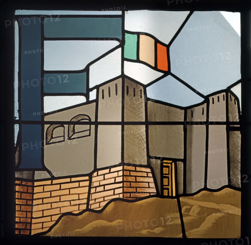 Stained-glass window made for the Mostra dell'Istruzione Artistica in Rome.