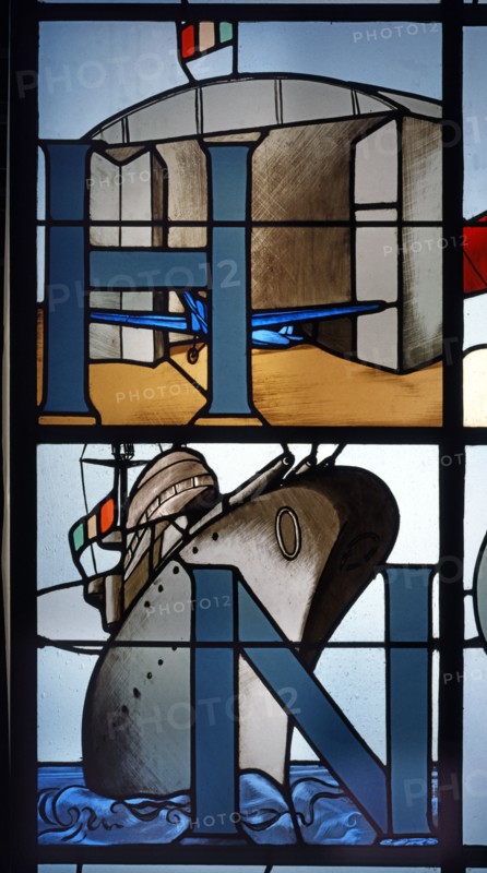 Stained-glass window made for the Mostra dell'Istruzione Artistica in Rome.