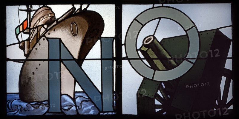 Stained-glass window made for the Mostra dell'Istruzione Artistica in Rome.
