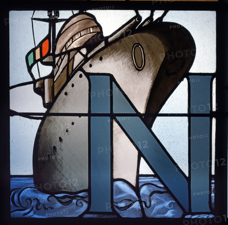 Stained-glass window made for the Mostra dell'Istruzione Artistica in Rome.