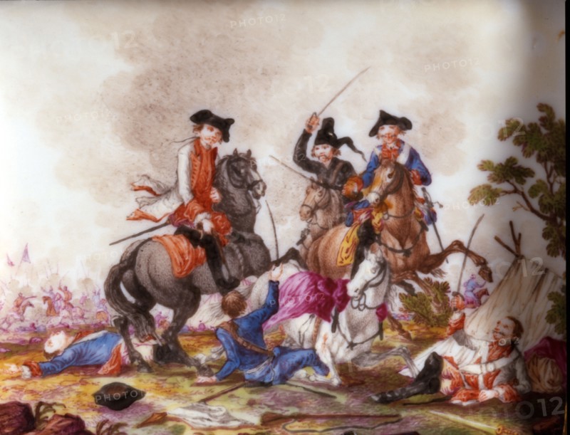 Décor polychrome d'une scène de combat