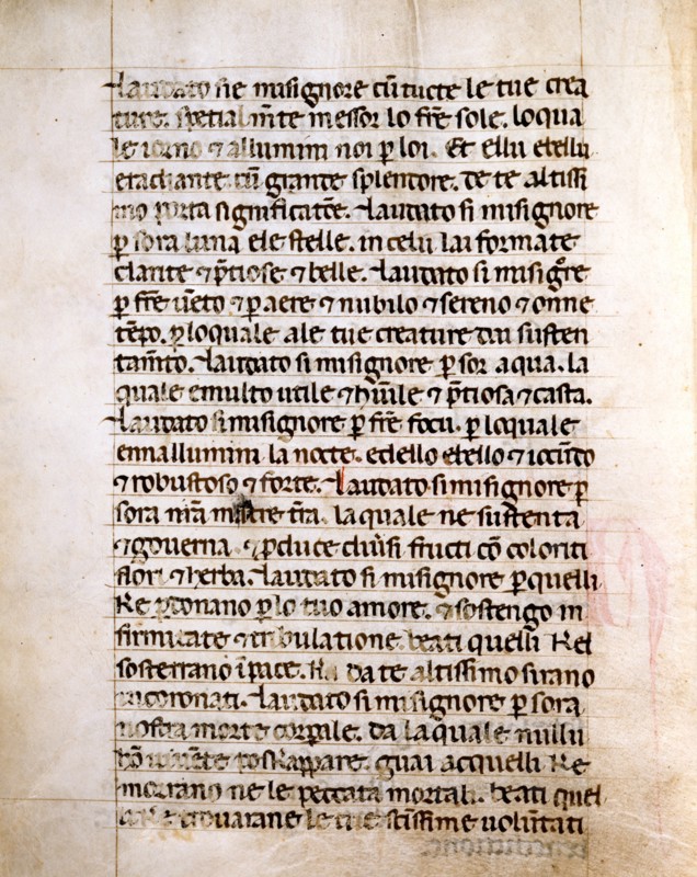 "Cantique des Créatures", contemporaine de saint François. Incipit.