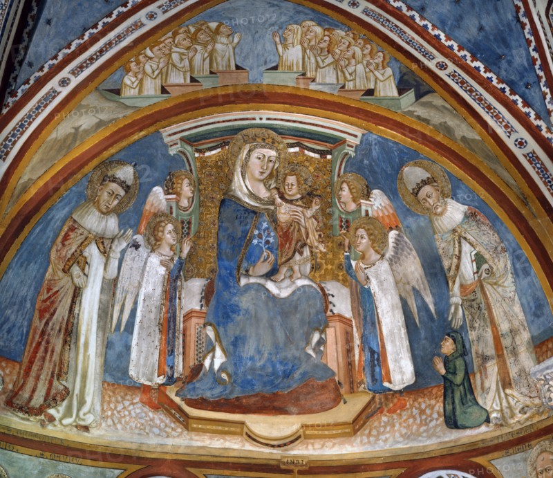 Virgin and Child with angels and two popes
