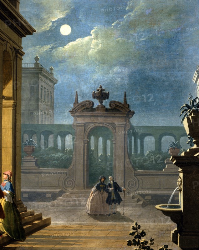 Zocchi, Les heures du jour : La nuit. Détail : Promenade au clair de lune.