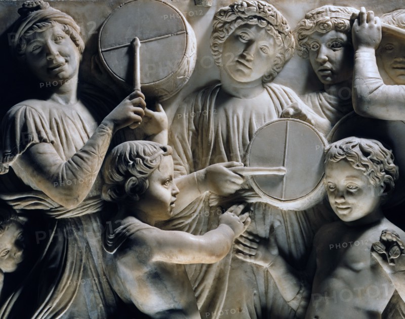 Cantoria. Marble relief of the choir of the Florence Cathedral choir