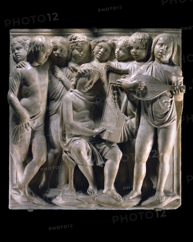 Cantoria. Marble relief of the choir of the Florence Cathedral choir