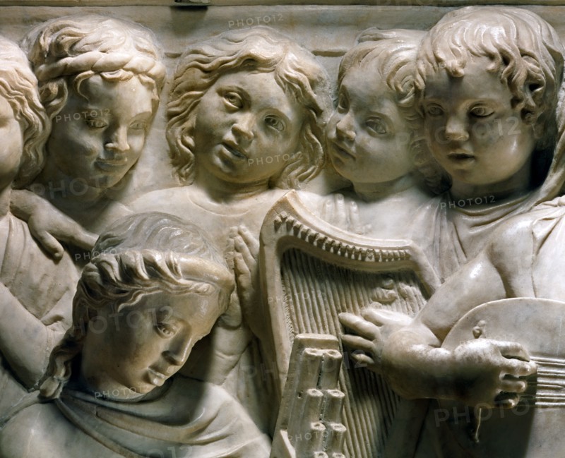 Cantoria. Marble relief of the choir of the Florence Cathedral choir