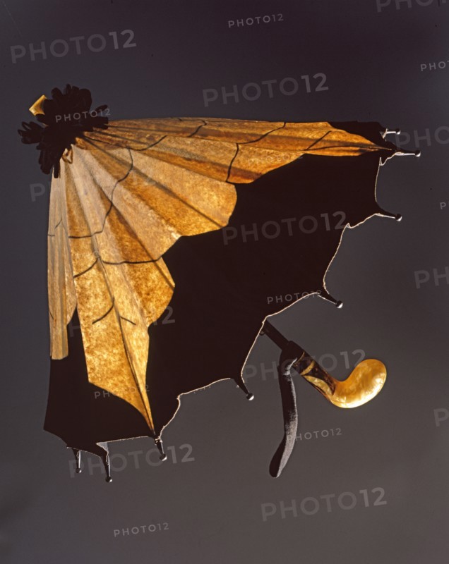Ochre and black felt umbrella