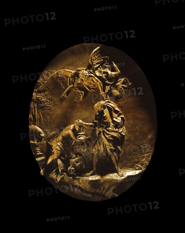 Lollini, Le sacrifice d'Abraham.  L'Ange de Dieu arrête la main d'Abraham.