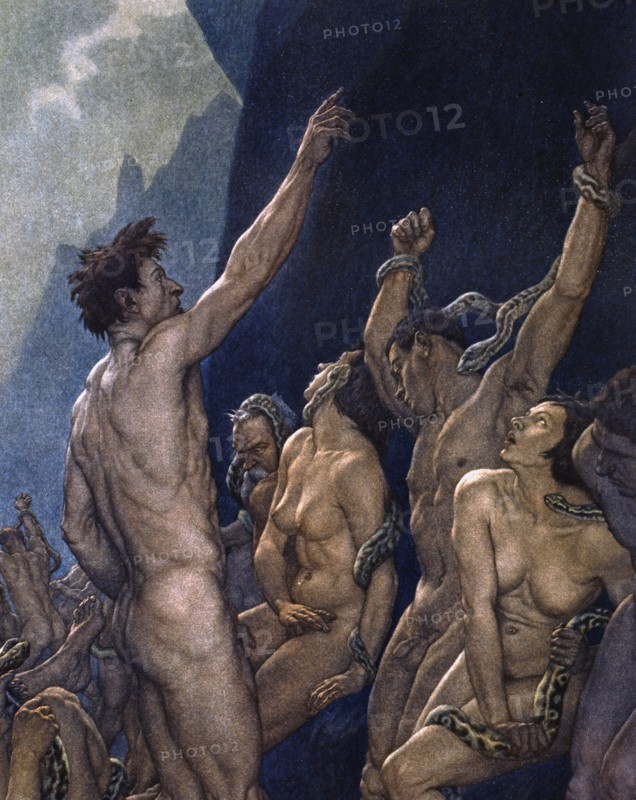 "The Divine Comedy", Inferno: Thieves are bitten by snakes (detail)