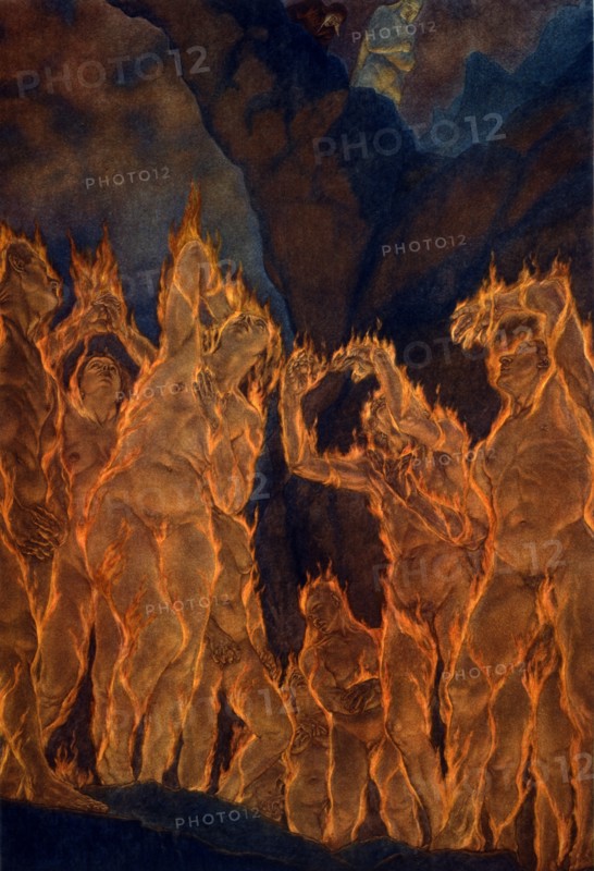 "La Divine Comédie", l'Enfer : les Conseillers perfides enveloppés de flammes