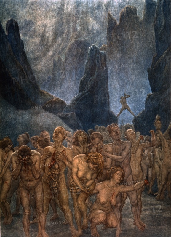 "La Divine Comédie", l'Enfer : les fauteurs de schismes et de discorde sont dépecés par l'épée d'un diable