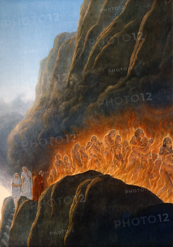 "La Divine Comédie", le Purgatoire : les luxurieux dans le mur de flammes