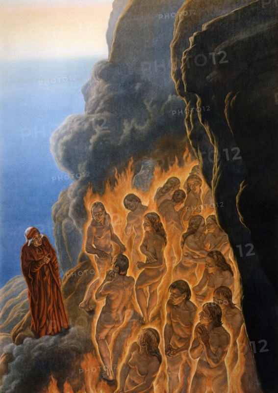 "The Divine Comedy", Purgatorio: Dante dare not enter in the flames
