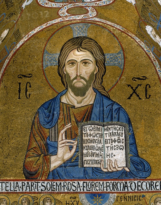 Le Christ bénissant. Mosaïque de la chapelle palatine de Palerme