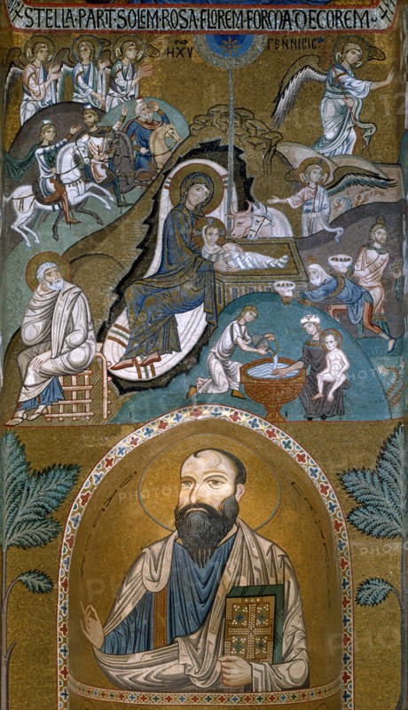 La Nativité. Mosaïque de la chapelle palatine de Palerme