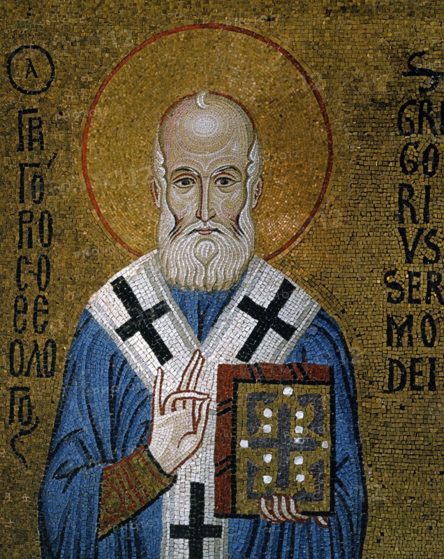 Grégoire 1er le Grand. Mosaïque de la chapelle palatine de Palerme
