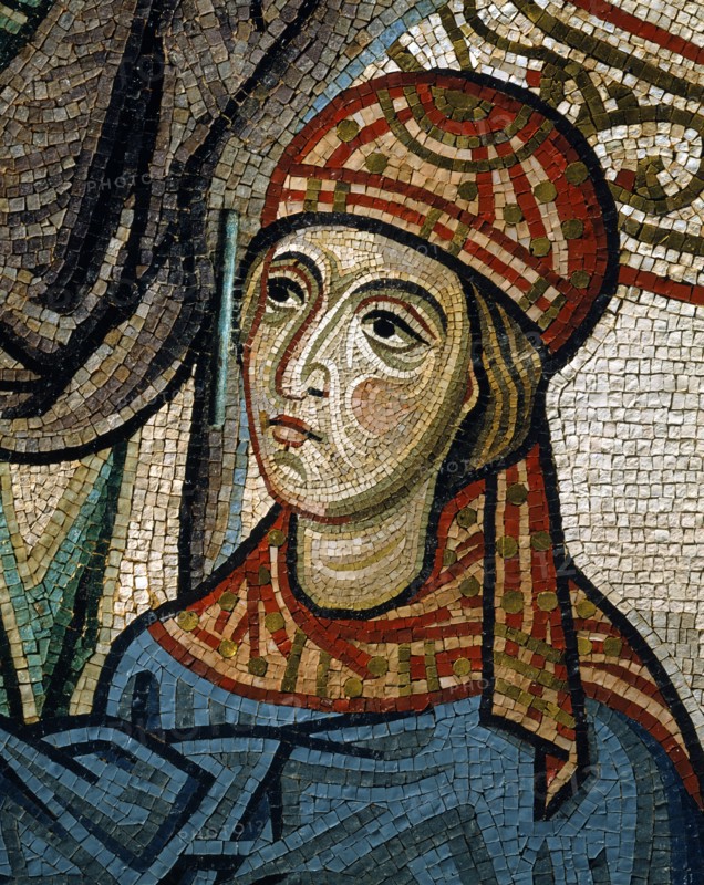 Chapelle palatine de Palerme
Mosaïque byzantine de la nef
Sainte Tabitha, ressucitée par saint Pierre apôtre de Jésus
Détail

Palerme (Italie, Sicile), Palais des Normands, Chapelle Palatine (Palazzo dei Normanni, Cappella Palatina), consacrée en 1143.
