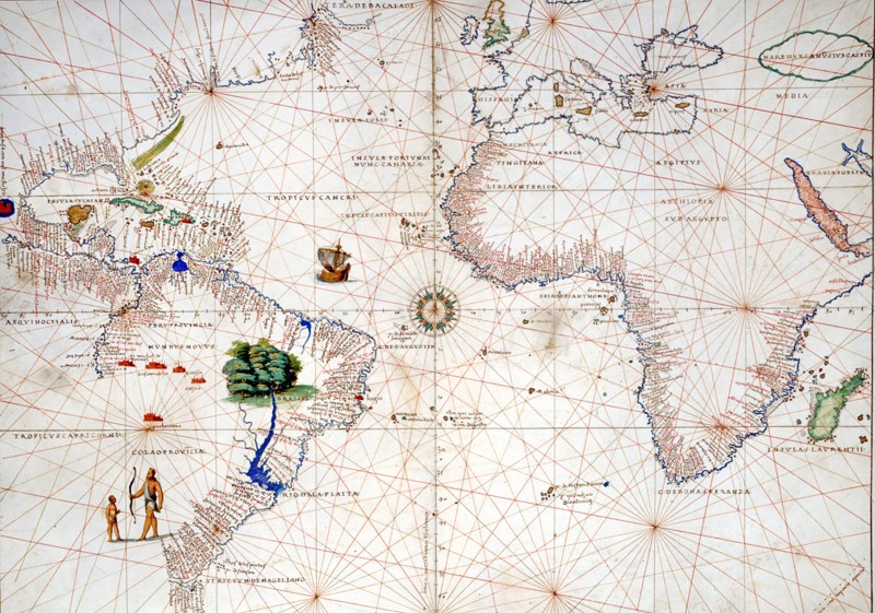 Carte de l'Océan Atlantique, Afrique, Europe, Amérique du Sud