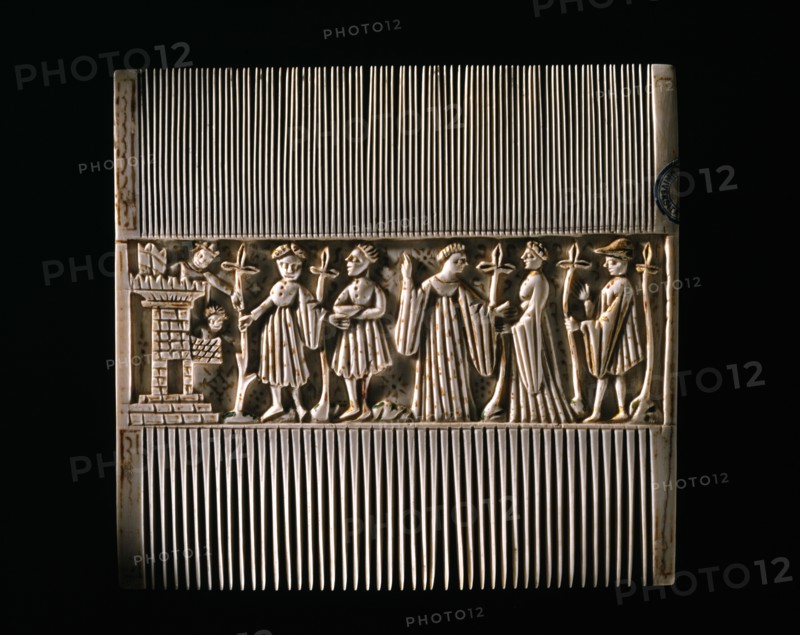 Ivory comb decorated with scenes from the life of Edward II of England