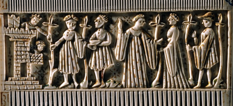 Ivory comb decorated with scenes from the life of Edward II of England