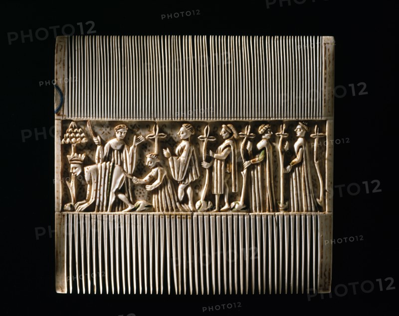Ivory comb decorated with scenes from the life of Edward II of England