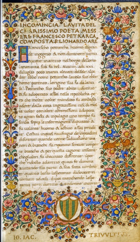 Incipit de la vie de Pétrarque
