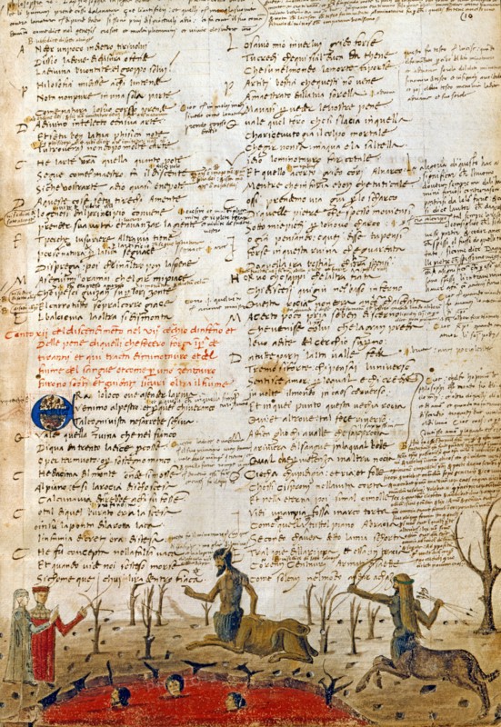 "La Divine Comédie", l'Enfer : Dante et Virgile avec le centaure Nessus