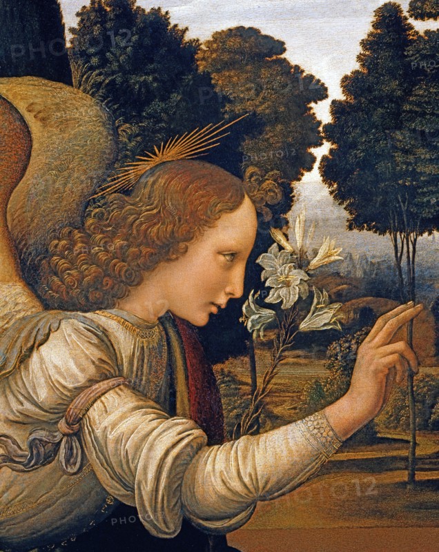 Da Vinci, The Annunciation (detail)
