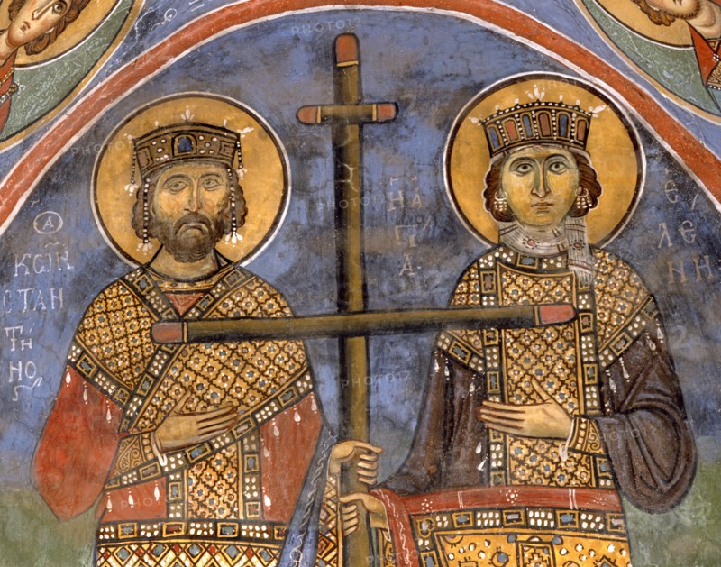 Constantine and Saint Helene, his mother, holding the Cross