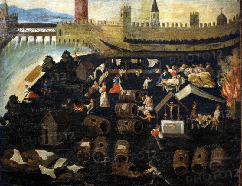 Peinture votive relative à la peste de Trente, en 1636 (détail)