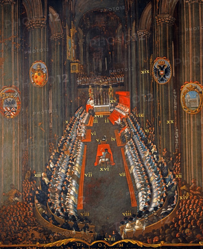 Séance de clôture du Concile de Trente en 1563 (détail)