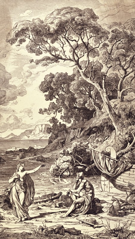 Ulysses meets the nymph Calypso on the Island of Ogygygy