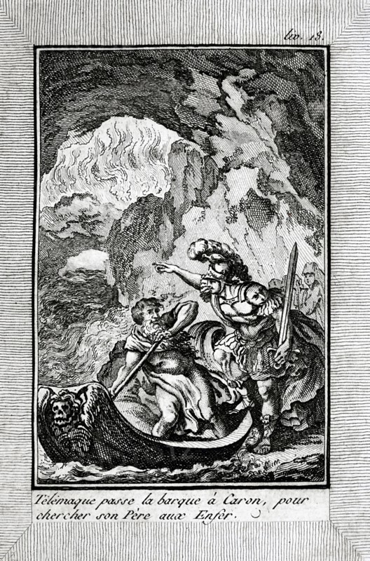 Telemachus gives the boat to Charon to pick up his father in the underworld