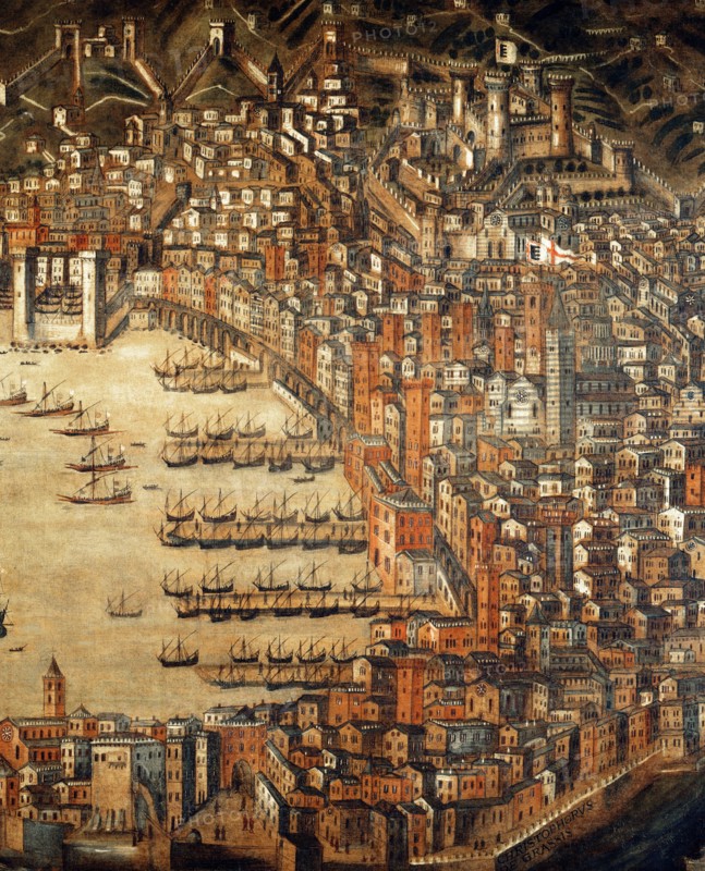 Cristoforo Grassi, Vue de la ville de Gênes en 1481 (détail)