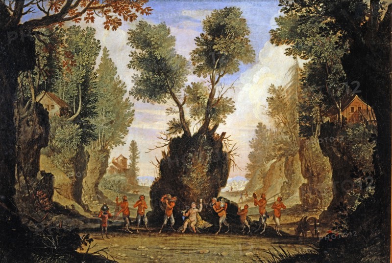 Décor de l'opéra "La Vénus jalouse" : Boscareccia, danse des satyres
