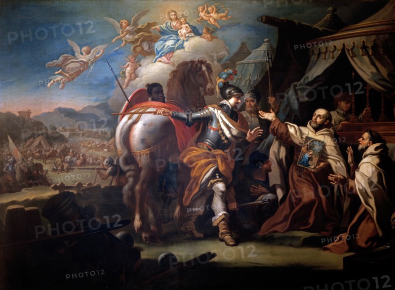 Conca, Bataille de la Montagne Blanche près de Prague, le 8 novembre 1620. Livraison du cheval au Vénérable Père Dominique de Jésus et de Marie, pour porter l'image de la Vierge Marie sur le champ de bataille