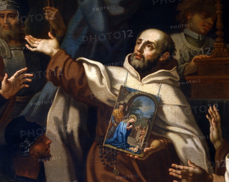 Conca, Bataille de la Montagne Blanche près de Prague, le 8 novembre 1620. Livraison du cheval au Vénérable Père Dominique de Jésus et de Marie, pour porter l'image de la Vierge Marie sur le champ de bataille (détail)