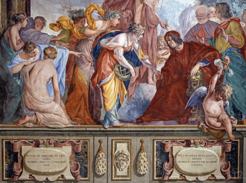 Laurent le Magnifique accompagné d'Apollon, accueille les muses, les arts et les vertus à Florence