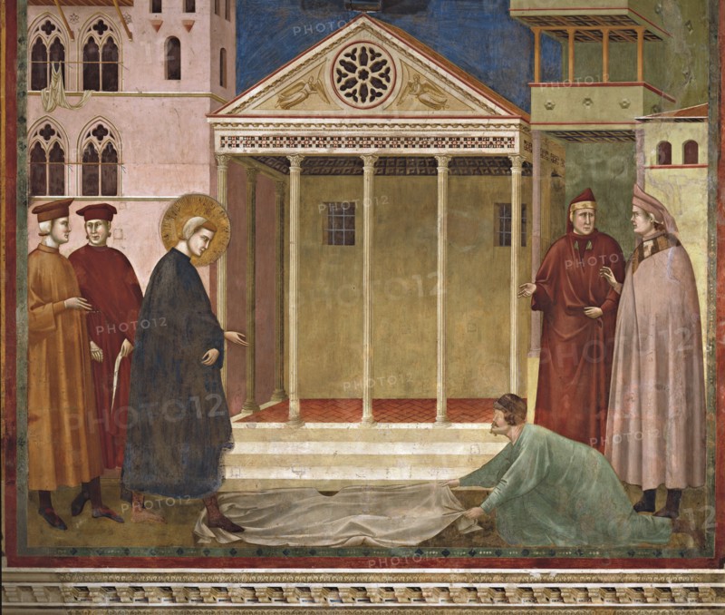 Giotto, Saint François reçoit les honneurs d'un homme d'Assise (détail)