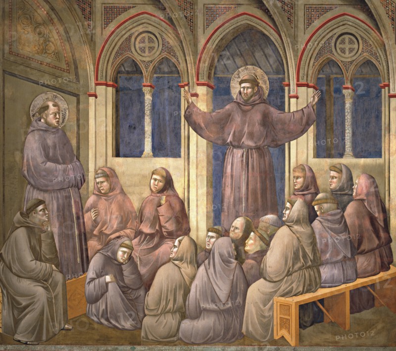 Giotto, Apparition de Saint François au Chapitre franciscain d'Arles (détail)