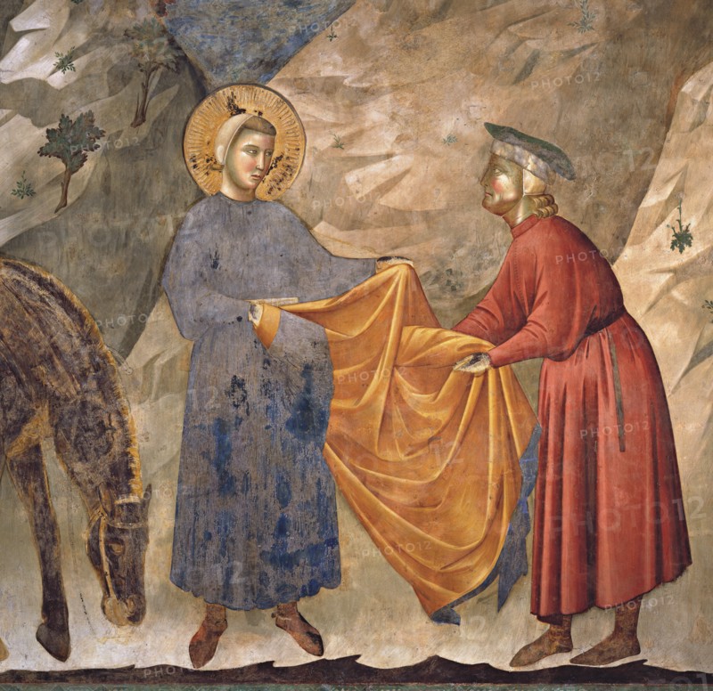 Giotto, Saint François donne son manteau à un chevalier pauvre (détail)
