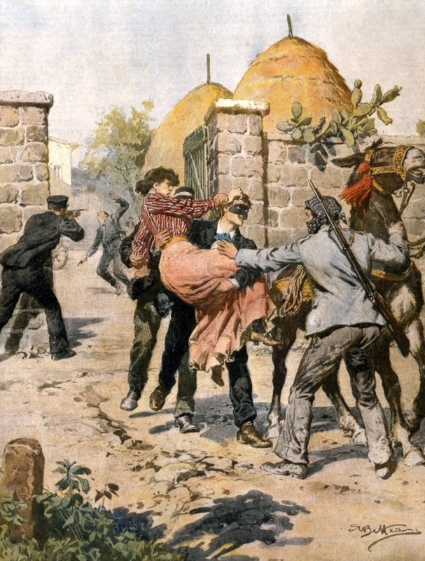 Enlèvement dramatique d'une jeune fille par son amant, en Sicile (1909)