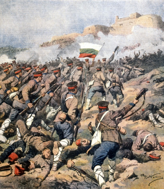 La guerre des cinq peuples dans les Balkans. L'armée bulgare avançant vers Adrianopolis conquiert Kirk Kilisse le 24 octobre 1912