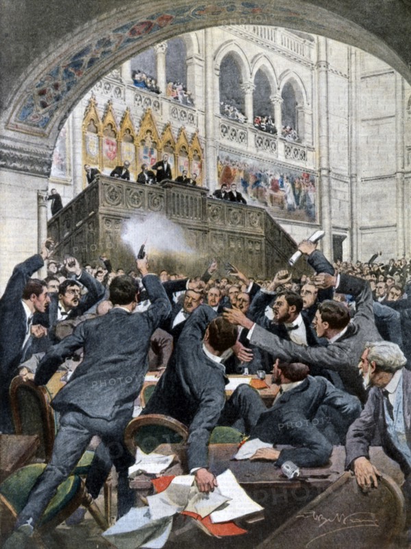 Attaque contre le Premier ministre hongrois Istvan Tisza, au Parlement de Budapest (1912)