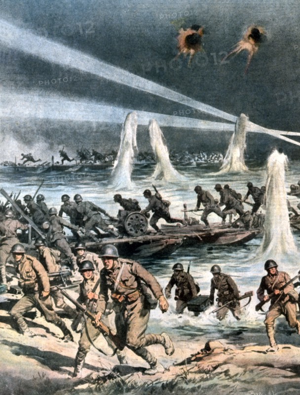 Seconde guerre sino-japonaise. Après l'accident du pont Marco Polo le 7 juillet, les troupes japonaises débarquent sur le territoire chinois (1937)