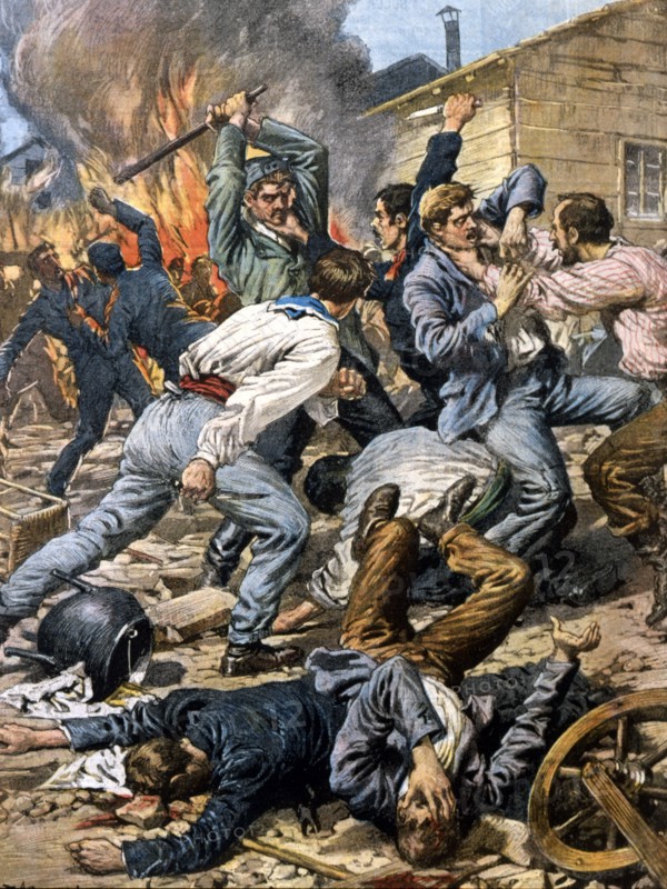 Des travailleurs italiens agressés en Hongrie par des travailleurs jaloux de leur emploi (1903)