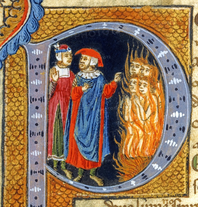 The Divine Comedy, Hell: Dante and Virgil meet the fraudulent advisors