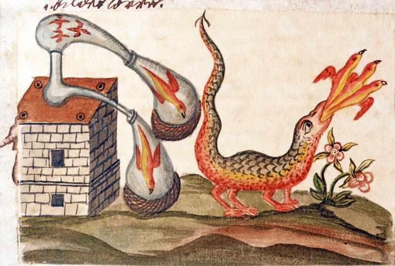 Distillation alchimique des essences, des âmes et des esprits, manuscrit alchimique "Clavis Artis" attribué à Zoroastre (Zarathoustra)